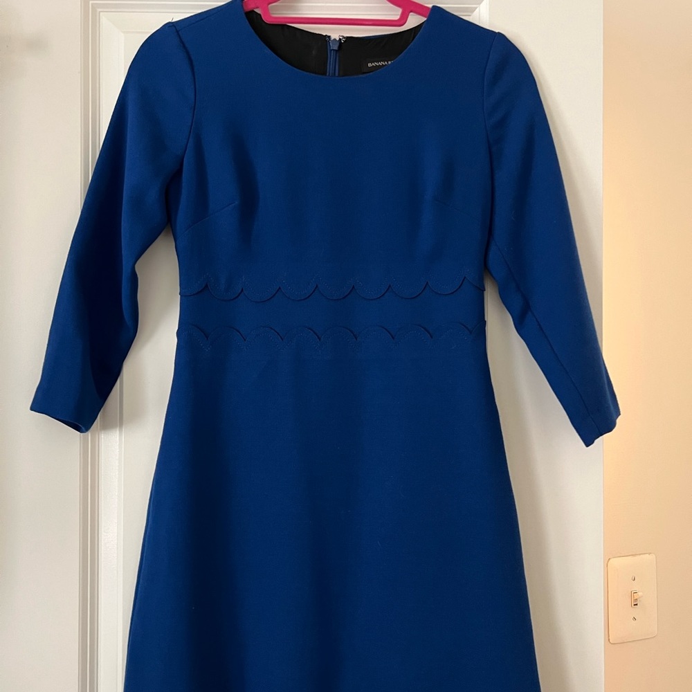 Banana Republic Scallop Waist Blue Dress